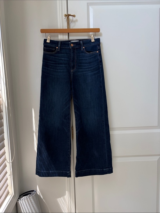 PAIGE Denim - PAIGE Dark Blue Wide-Leg High-Rise Jeans